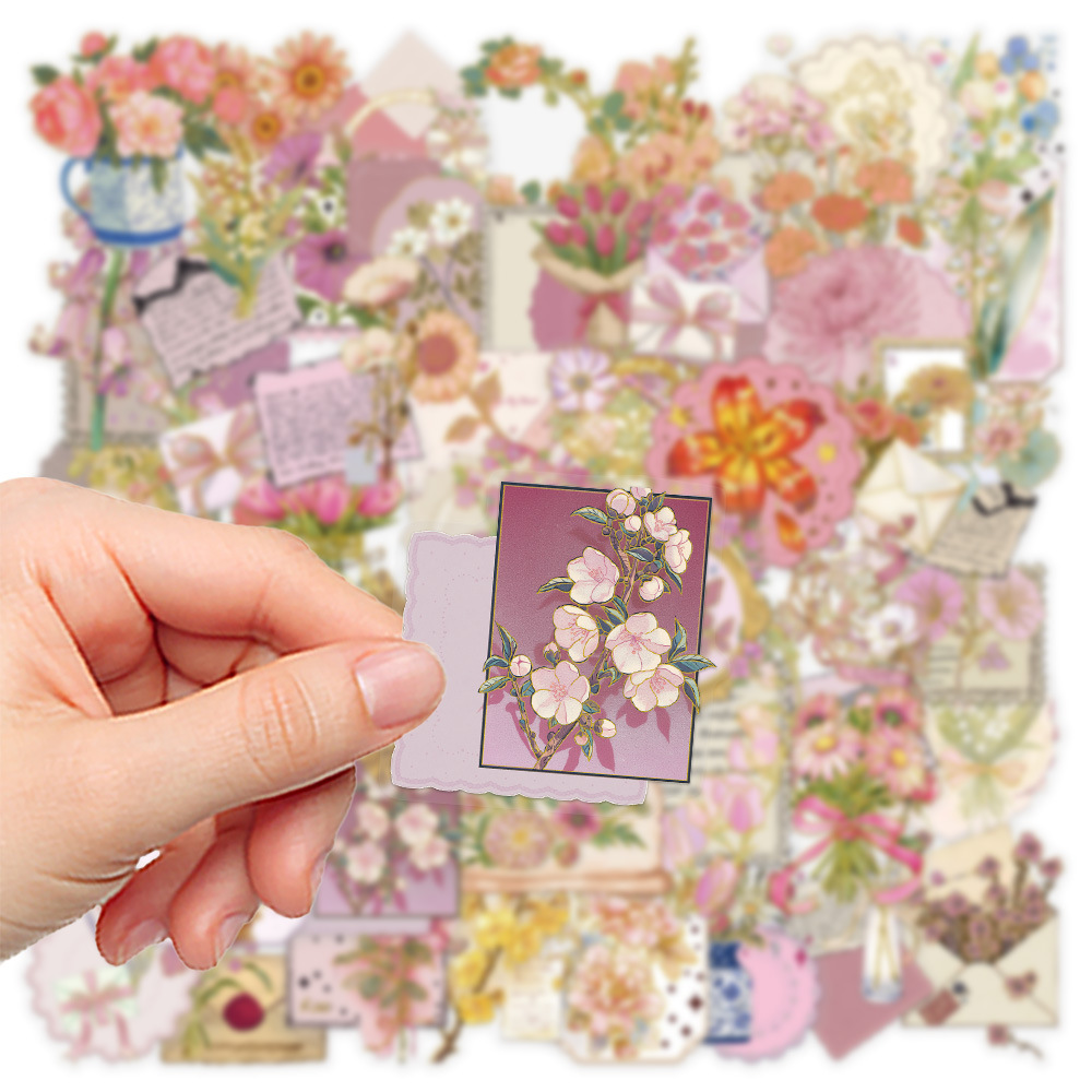 50/100개 핫 포일 스탬핑 꽃 PET 투명 스티커  - Printer Stand 리뷰 및 가격