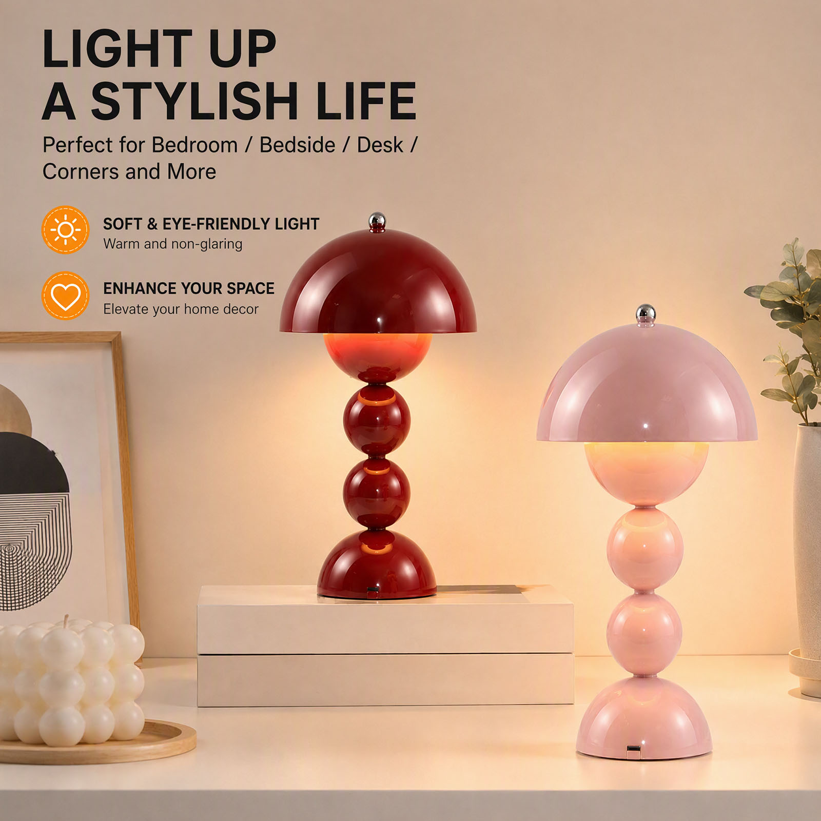 빈티지 스타일의 버섯 모양 테이블 램프, USB 전원, - Desk Lamp 리뷰 및 가격